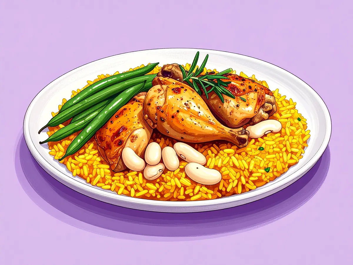 Symbolbild: Paella valenciana (Reispfanne mit Huhn und Kaninchen)